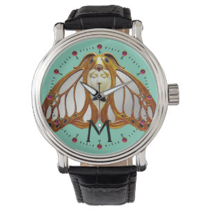 ART NOUVEAU MOTH WOMAN MONOGRAM WATCH