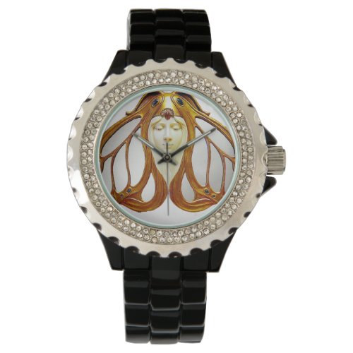 ART NOUVEAU MOTH WOMAN WATCH