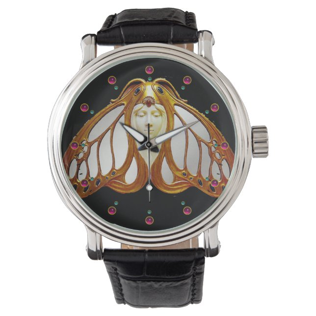 ART NOUVEAU MOTH WOMAN WATCH (Front)