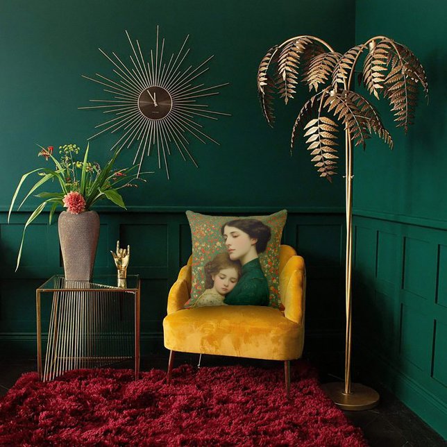 Art Nouveau Mother & Child Throw Pillow (Creator Uploaded)