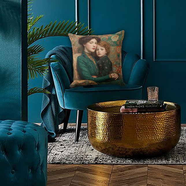 Art Nouveau Mother & Child Throw Pillow (Creator Uploaded)