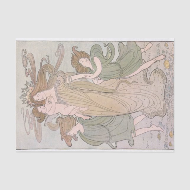 Art Nouveau Mother Children Sea Queen Decoupage  Tissue Paper (Front)