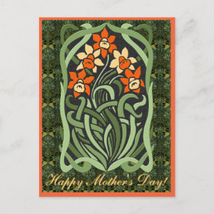 Art Nouveau Mothers Day Daffodils (Personalized) Postcard
