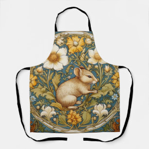 Art nouveau mouse and flowers apron