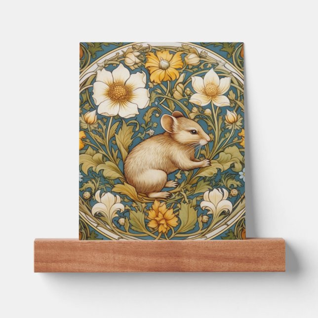 Art nouveau mouse and flowers picture ledge (Front)
