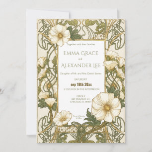 Art Nouveau Mucha Inspired Muslim Wedding Invitation
