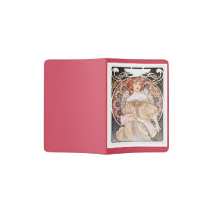 Art Nouveau Mucha Lady Reading Passport Holder