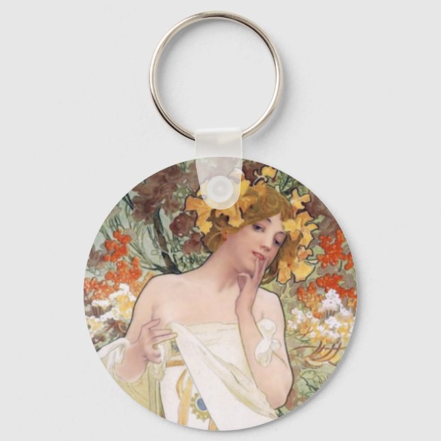 Art Nouveau - Mucha - Perfume Ad Keychain (Front)