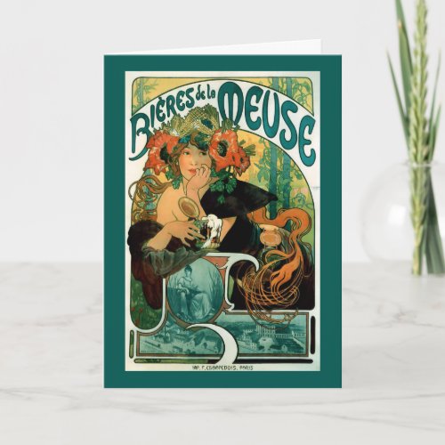 Art Nouveau Mucha Poster Art _ Bieres de la Meuse Card