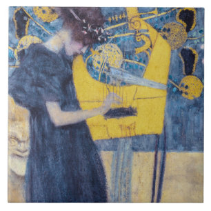 Art Nouveau "Music I" Painting by Gustav Klimt  Ceramic Tile