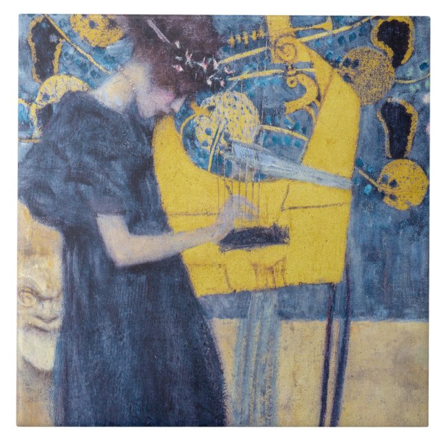 Art Nouveau "Music I" Painting by Gustav Klimt  Ceramic Tile (Front)