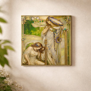 Art Nouveau Music Maidens Vintage Illustration  Ceramic Tile