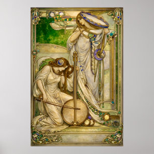 Art Nouveau Music Maidens Vintage Illustration Poster