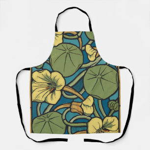 Art Nouveau Nasturtium Blue Gold floral Verneuil Apron