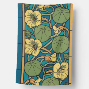 Art Nouveau Nasturtium Blue Gold floral Verneuil  House Flag