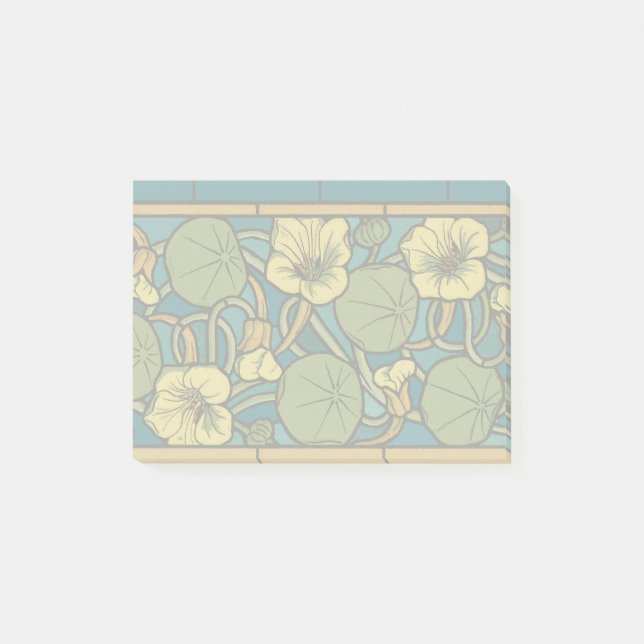 Art Nouveau Nasturtium Blue Gold floral Verneuil  Post-it Notes