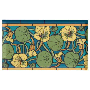 Art Nouveau Nasturtium Blue Gold floral Verneuil  Table Card Holder