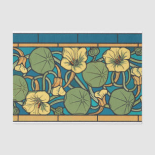 Art Nouveau Nasturtium Blue Gold floral Verneuil Tissue Paper