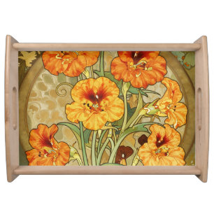 Art Nouveau Nasturtium Floral Pattern Serving Tray