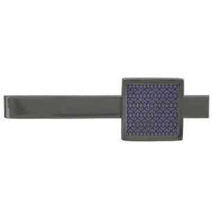 Art Nouveau Navy Blue and Gold Gunmetal Finish Tie Bar