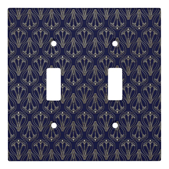 Art Nouveau Navy Blue and Gold Light Switch Cover (Front)