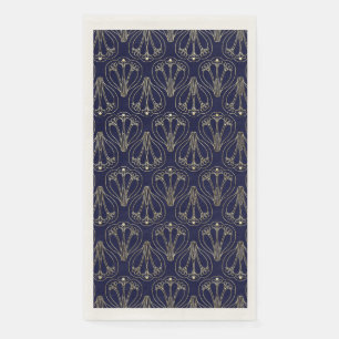 Art Nouveau Navy Blue and Gold Paper Guest Towels