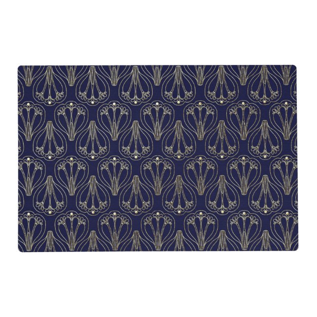 Art Nouveau Navy Blue and Gold Placemat (Front)