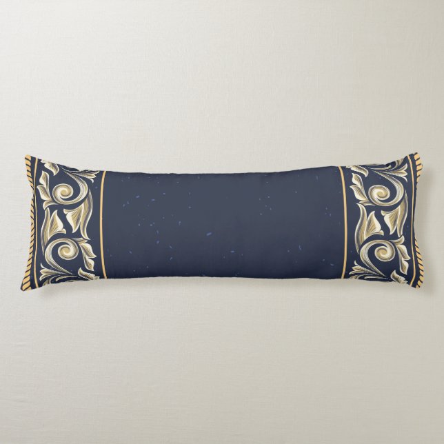 art nouveau, navy blue, gold,antique,belle époque, body pillow (Front)
