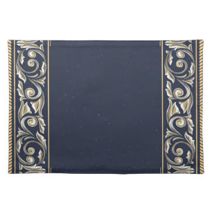 art nouveau, navy blue, gold,antique,belle époque cloth placemat