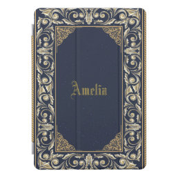 Art nouveau, navy blue, gold,antique,belle &#233;poque, iPad pro cover