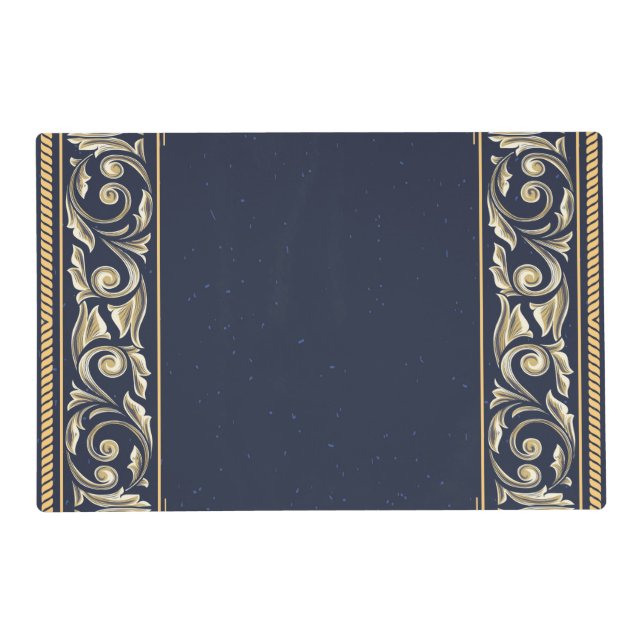 art nouveau, navy blue, gold,antique,belle époque, placemat (Front)