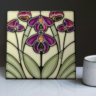 1 pc. *Misty Lilac* Glossy Ceramic Tile by Wenczel Tile Co. 4-5/16 Purple,  NOS