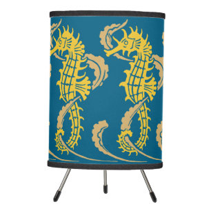 Art Nouveau Ocean Beach Nautical Seahorse Frieze Tripod Lamp