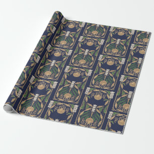 Art Nouveau Old Book Cover Sea Shells Wrapping Paper