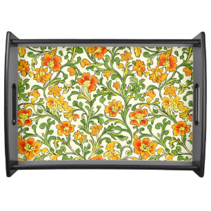 Art Nouveau orange and yellow floral pattern Serving Tray