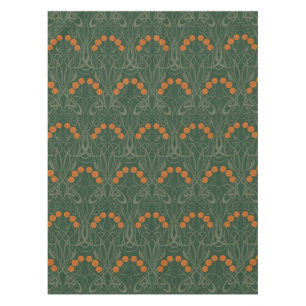 Art Nouveau Orange Roses and Sinuous Stems Tablecloth