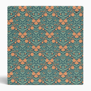 Art Nouveau orange tulip-like floral pattern 3 Ring Binder