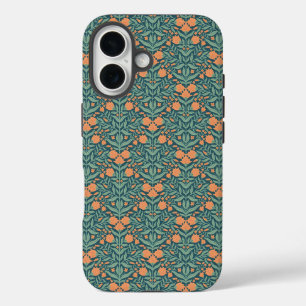 Art Nouveau orange tulip-like floral pattern iPhone 16 Case