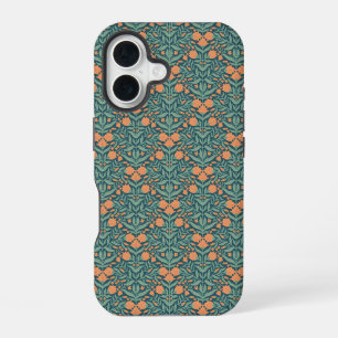 Art Nouveau orange tulip-like floral pattern iPhone 16 Case
