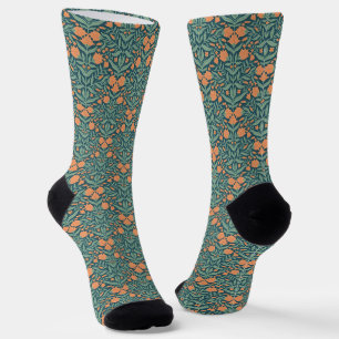 Art Nouveau orange tulip-like floral pattern Socks