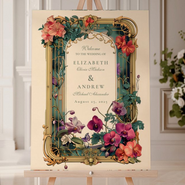 Art Nouveau Orchid Frame Wedding Foam Board (Creator Uploaded)