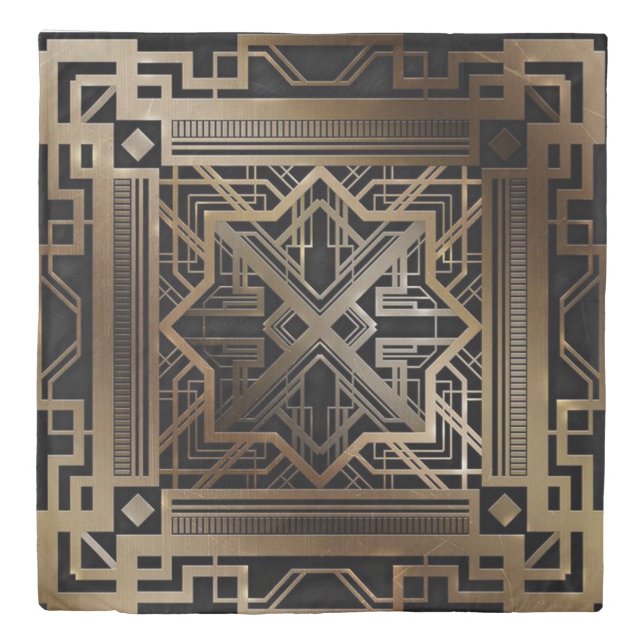 art nouveau, original, black,gold,metallic,rustic duvet cover (Front)