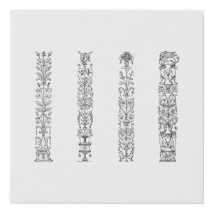 art nouveau ornamental floral faux canvas print