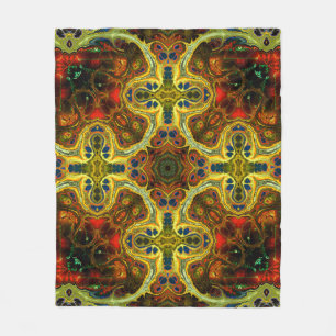 art nouveau ornamental vintage pattern in green, y fleece blanket
