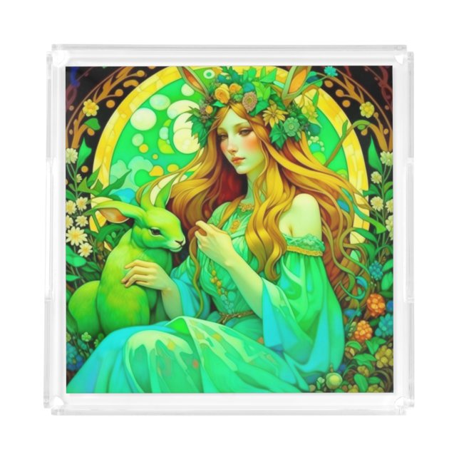 Art Nouveau Ostara Celtic Spring  Acrylic Tray (Front)