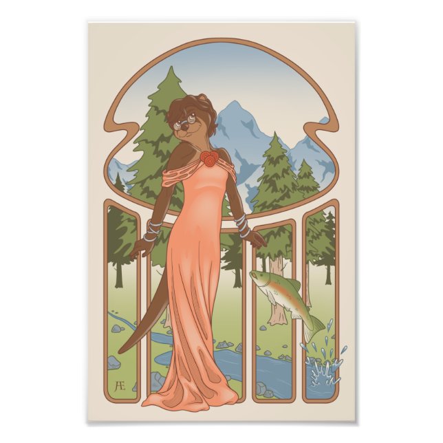 Art Nouveau Otter Furry Print (Front)