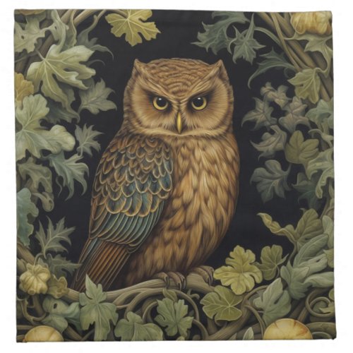 Art nouveau owl in the forest cloth napkin
