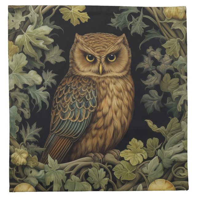 Art nouveau owl in the forest cloth napkin (Front)