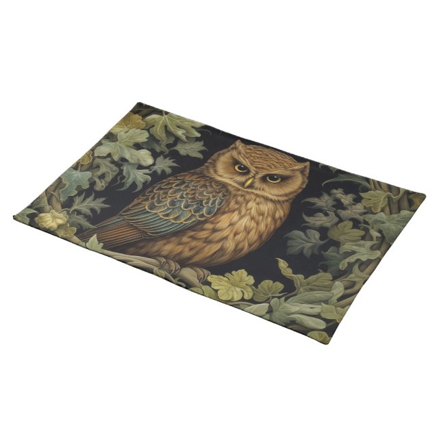 Art nouveau owl in the forest cloth placemat (On Table)