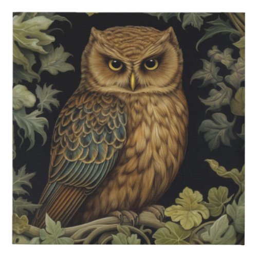 Art nouveau owl in the forest faux canvas print